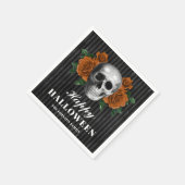 Serviette En Papier Élégant Roses gothiques et crâne Halloween heureux (Coin)