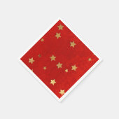Serviette En Papier Élégant Rouge avec Gold Stars Papier Napkin (Coin)