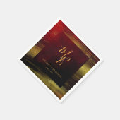 Serviette En Papier Élégant rouge avec Mariage Monogramme Or (Coin)