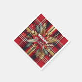 Serviette En Papier Élégant rouge et or Festif Plaid (Coin)