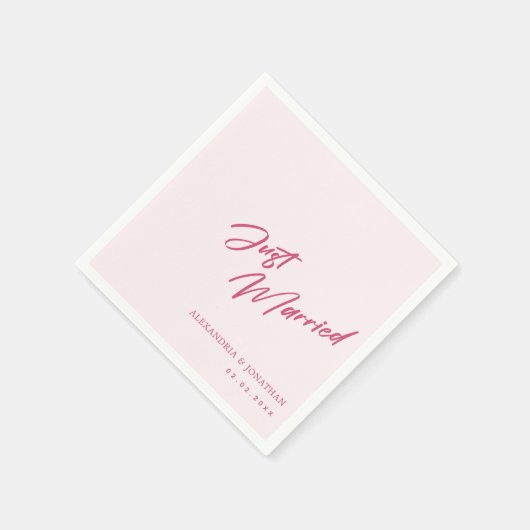 Serviette En Papier Élégant Rouge Juste Marié Personnalisé Mariage ser (Coin)