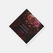 Serviette En Papier Elégant rouge noir floral romantique Mariage (Coin)