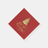 Serviette En Papier Élégant rouge or Joyeux Noël étincelant (Coin)
