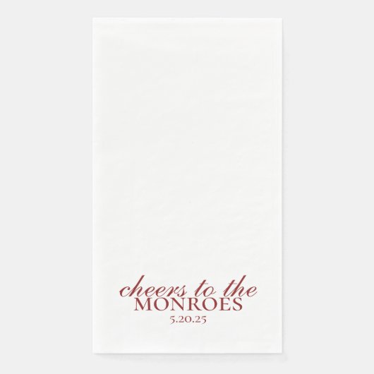 Serviette En Papier Élégant Rouge Personnalisé Mariage serviettes de t (Devant)