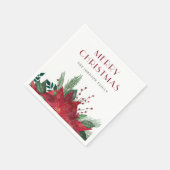 Serviette En Papier Élégant Rouge Poinsettia Joyeux Noël (Coin)