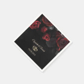Serviette En Papier Élégant rouge Roses Mariage gothique (Coin)