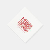 Serviette En Papier Élégant Rouge Script Joyeux Noël Personnalisé (Coin)