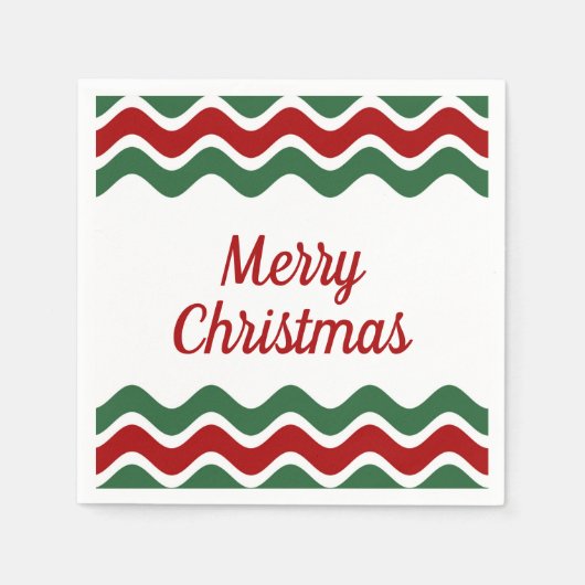Serviette En Papier Élégant rouge vert rayures Noël (Devant)