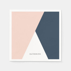 Serviette En Papier Élégant rougissent les triangles géométriques 