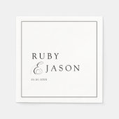 Serviette En Papier Elegant Royal Black & White Script Wedding (Devant)