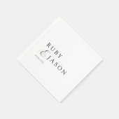 Serviette En Papier Elegant Royal Black & White Script Wedding (Coin)