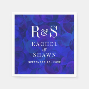 Serviette En Papier Elégant Royal Blue Chic Moderne Monogramme Mariage