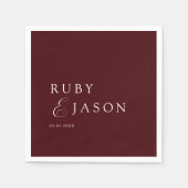 Serviette En Papier Elegant Royal Burgundy & White Script Wedding (Devant)