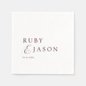 Serviette En Papier Elegant Royal Burgundy & White Script Wedding (Devant)