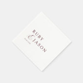 Serviette En Papier Elegant Royal Burgundy & White Script Wedding (Coin)