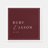 Serviette En Papier Elegant Royal Burgundy & White Script Wedding (Devant)