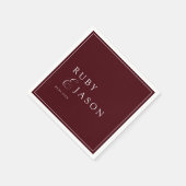 Serviette En Papier Elegant Royal Burgundy & White Script Wedding (Coin)