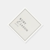 Serviette En Papier Elegant Royal Ivory Black Script Wedding (Coin)