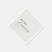 Serviette En Papier Elegant Royal Ivory Black Script Wedding (Coin)