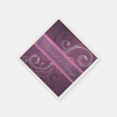 Serviette En Papier Élégant Royal Purple Grunge Damask Mariage (Coin)