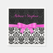 Serviette En Papier Élégant ruban rose noir et blanc Damas 2 (Devant)
