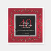 Serviette En Papier Elégant Ruby Gemstones 40e anniversaire de Mariage (Devant)