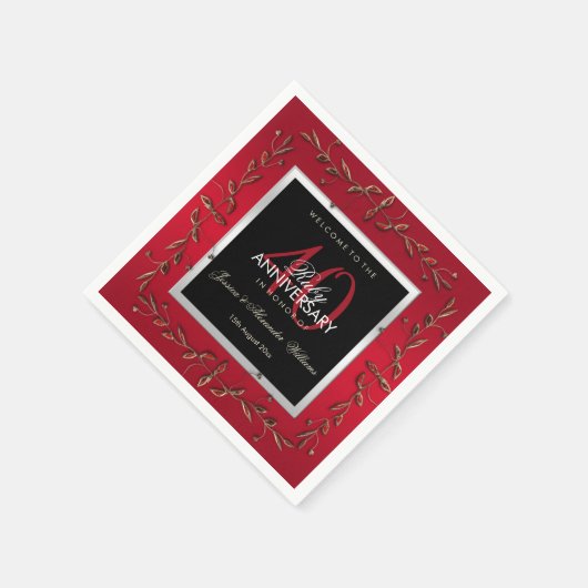 Serviette En Papier Elégant Ruby Gemstones 40e anniversaire de Mariage (Coin)