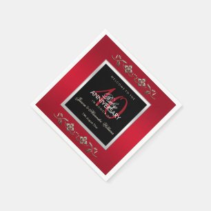 Serviette En Papier Elégant Ruby Gemstones 40e anniversaire de Mariage