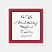 Serviette En Papier Élégant Ruby moderne 40e anniversaire de Mariage (Devant)