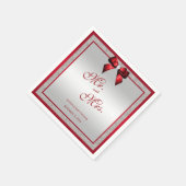 Serviette En Papier Elégant Ruby Red & Silver Parties scintillant Mari (Coin)