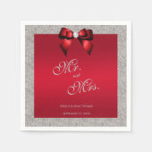 Serviette En Papier Elégant Ruby Rouge, Mariage Parties scintillant ar (Devant)