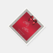 Serviette En Papier Elégant Ruby Rouge, Mariage Parties scintillant ar (Coin)