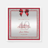 Serviette En Papier Elégant Ruby Rouge & Parties scintillant Argent 40 (Devant)