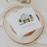 Serviette En Papier Élégant Rustic Barn Mariage Cocktail Serviettes<br><div class="desc">Il s'agit d'une serviette rustique mariage de grange avec une belle étable aquarelle et un simple appariement de police. Modifiez toutes les couleurs de police et la plupart des libellés (le "et" ne peut pas être changé en un autre mot mais la couleur peut être modifiée). La couleur de la...</div>