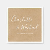 Serviette En Papier Élégant Rustic Kraft Mariage signature (Devant)