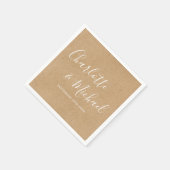 Serviette En Papier Élégant Rustic Kraft Mariage signature (Coin)