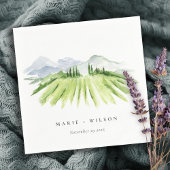 Serviette En Papier Élégant Rustic Winery Vineyard Mountain Mariage