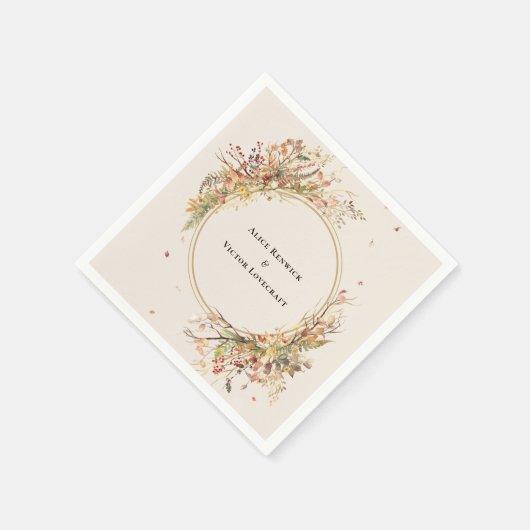 Serviette En Papier Élégant Rustique Automne Beige Mariage serviettes (Coin)