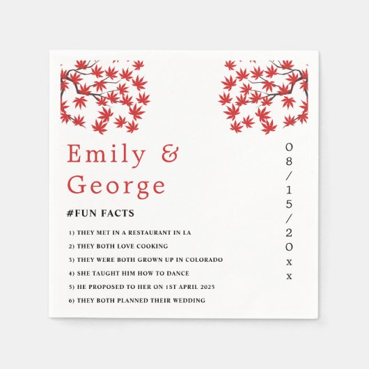 Serviette En Papier Élégant Rustique Automne Rouge Feuilles Boho Autom (Devant)