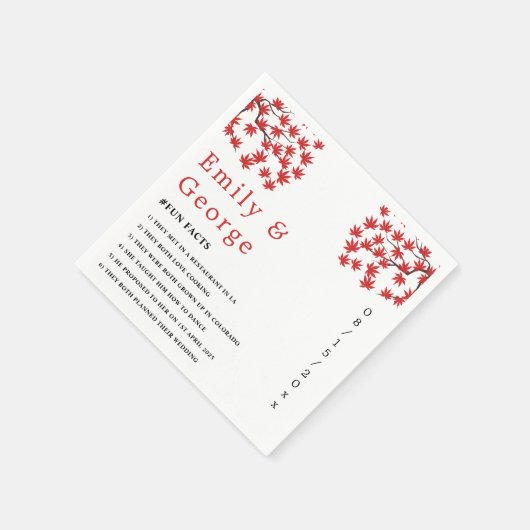 Serviette En Papier Élégant Rustique Automne Rouge Feuilles Boho Autom (Coin)