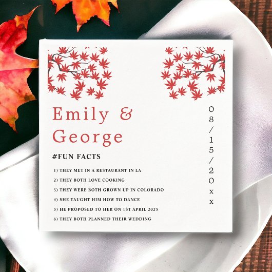 Serviette En Papier Élégant Rustique Automne Rouge Feuilles Boho Autom