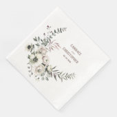 Serviette En Papier Elégant Rustique Blanc Anémonique Blush Rose Eucal (Coin)