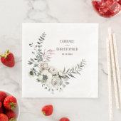 Serviette En Papier Elégant Rustique Blanc Anémonique Blush Rose Eucal (En situation)