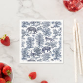 Serviette En Papier Élégant Rustique Blue Forest Animaux Toile (En situation)