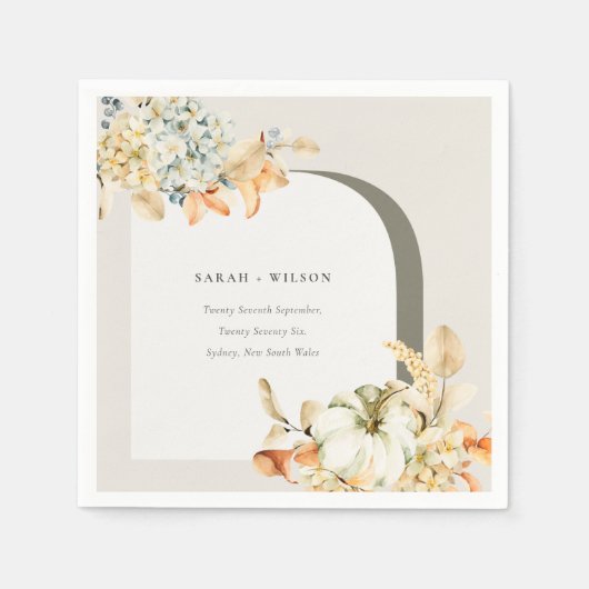 Serviette En Papier Elégant Rustique Citrouille d'automne Arch Mariage (Devant)