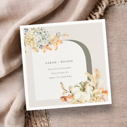Serviette En Papier Elégant Rustique Citrouille d'automne Arch Mariage