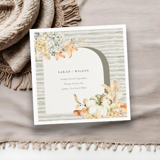 Serviette En Papier Elégant Rustique Citrouille d'automne Arch Mariage