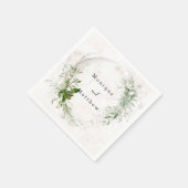 Serviette En Papier Elégant Rustique Eucalyptus Blush Mariage rose (Coin)