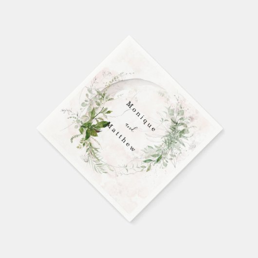 Serviette En Papier Elégant Rustique Eucalyptus Blush Mariage rose (Coin)