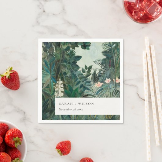 Serviette En Papier Élégant Rustique Exotique Tropical Mariage de forê (En situation)
